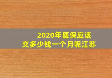 2020年医保应该交多少钱一个月呢江苏