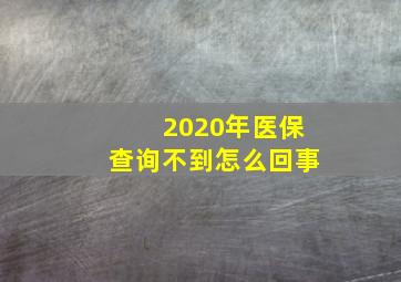 2020年医保查询不到怎么回事