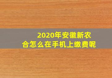 2020年安徽新农合怎么在手机上缴费呢