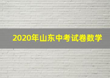 2020年山东中考试卷数学