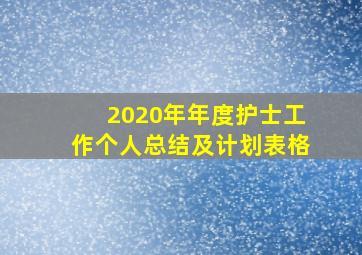 2020年年度护士工作个人总结及计划表格