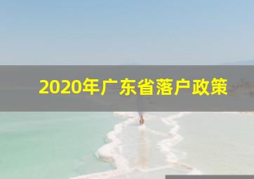 2020年广东省落户政策