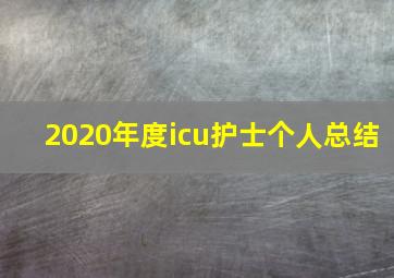 2020年度icu护士个人总结