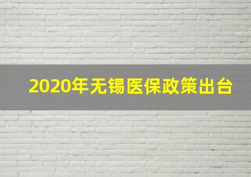 2020年无锡医保政策出台