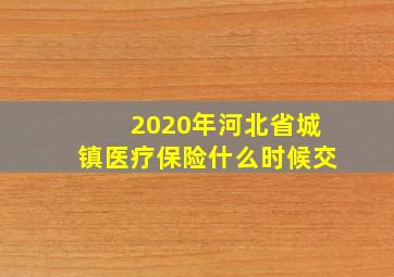 2020年河北省城镇医疗保险什么时候交