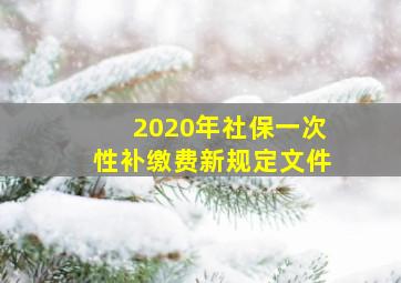 2020年社保一次性补缴费新规定文件