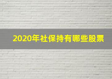 2020年社保持有哪些股票