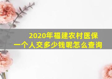 2020年福建农村医保一个人交多少钱呢怎么查询