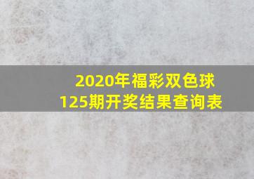 2020年福彩双色球125期开奖结果查询表