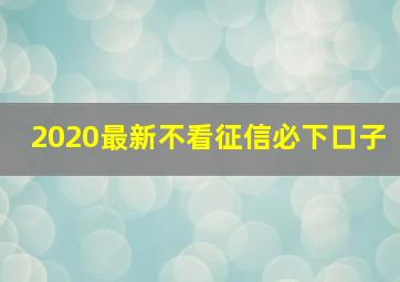 2020最新不看征信必下口子