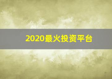 2020最火投资平台