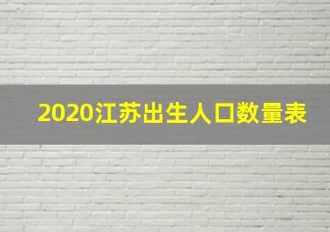 2020江苏出生人口数量表