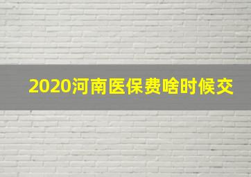 2020河南医保费啥时候交