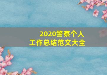 2020警察个人工作总结范文大全