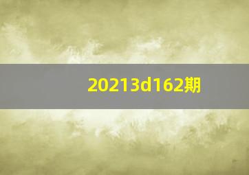 20213d162期