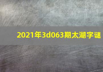 2021年3d063期太湖字谜