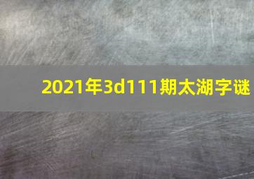 2021年3d111期太湖字谜