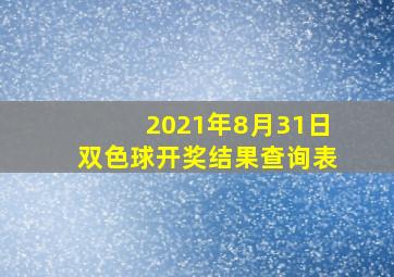 2021年8月31日双色球开奖结果查询表