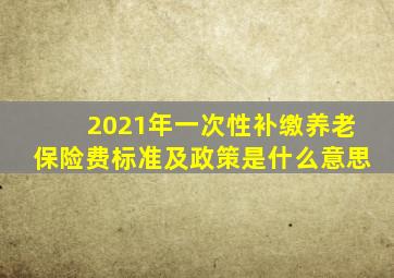 2021年一次性补缴养老保险费标准及政策是什么意思