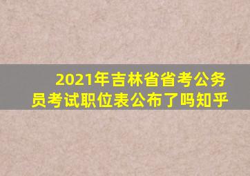 2021年吉林省省考公务员考试职位表公布了吗知乎