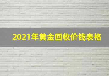 2021年黄金回收价钱表格