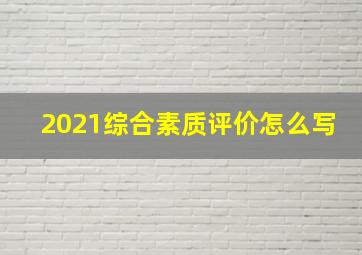 2021综合素质评价怎么写