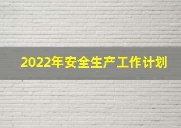 2022年安全生产工作计划