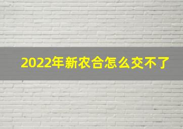 2022年新农合怎么交不了