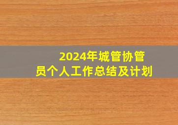 2024年城管协管员个人工作总结及计划