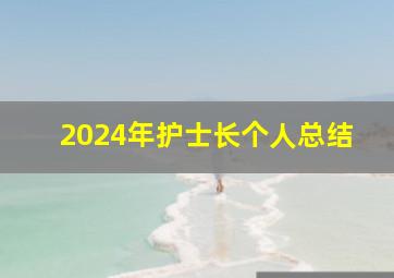 2024年护士长个人总结