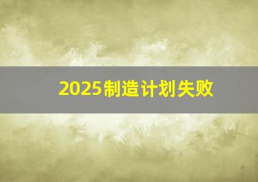 2025制造计划失败