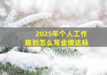 2025年个人工作规划怎么写业绩达标