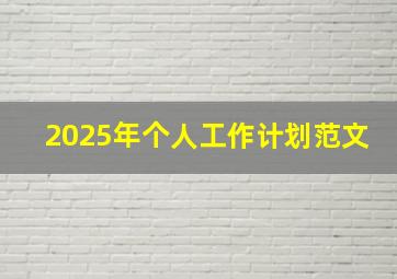 2025年个人工作计划范文