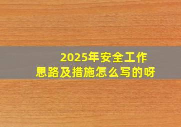 2025年安全工作思路及措施怎么写的呀