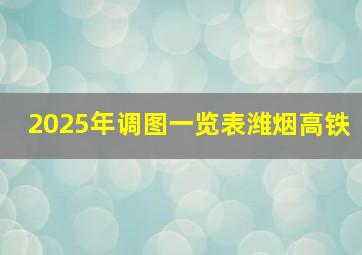 2025年调图一览表潍烟高铁