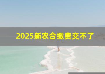 2025新农合缴费交不了