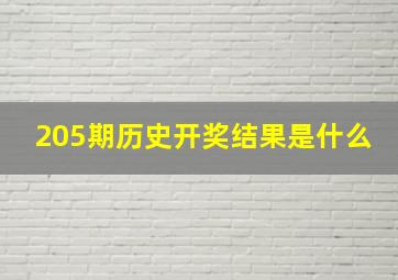 205期历史开奖结果是什么