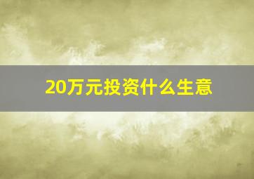 20万元投资什么生意