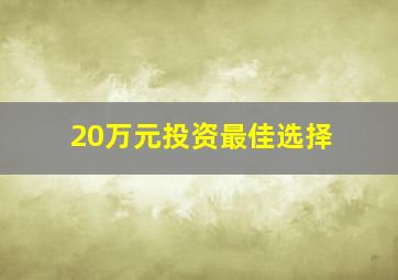 20万元投资最佳选择