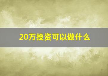 20万投资可以做什么