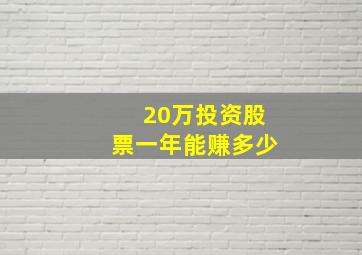 20万投资股票一年能赚多少