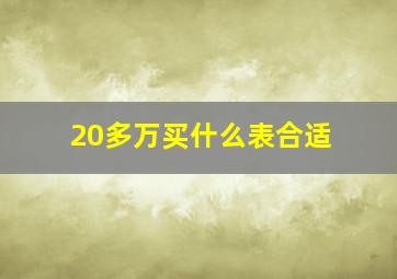 20多万买什么表合适