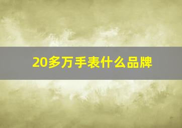 20多万手表什么品牌