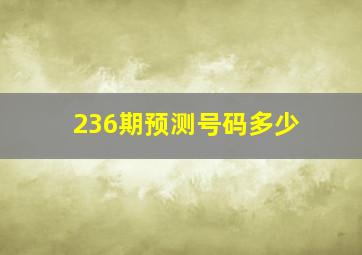 236期预测号码多少