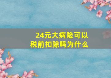 24元大病险可以税前扣除吗为什么