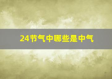 24节气中哪些是中气