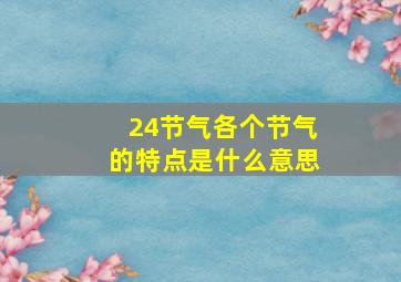 24节气各个节气的特点是什么意思