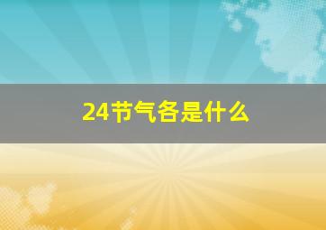 24节气各是什么