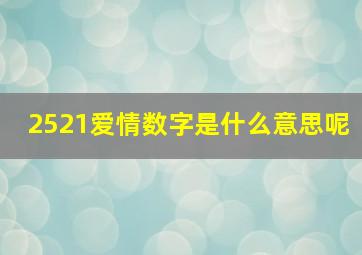 2521爱情数字是什么意思呢