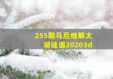 255期马后炮解太湖谜语20203d